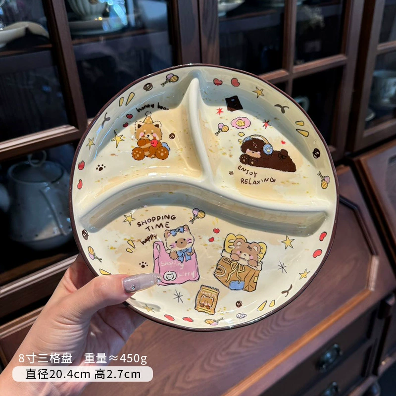 Cute Bear Ceramic Bowl and Plate Set tableware view 12