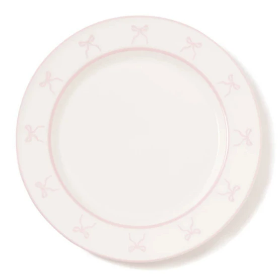 Cream Bow Ceramic Dinner Plate