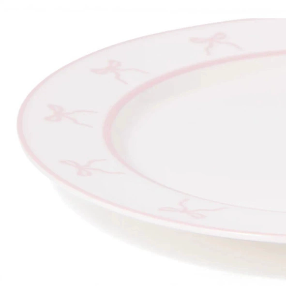 Plato de cena de cerámica con lazo crema tableware view 3