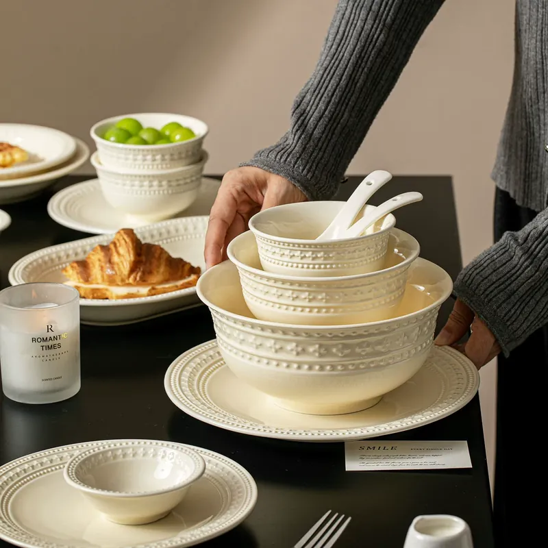 طقم أدوات مائدة بورسلين منقوش tableware view 3