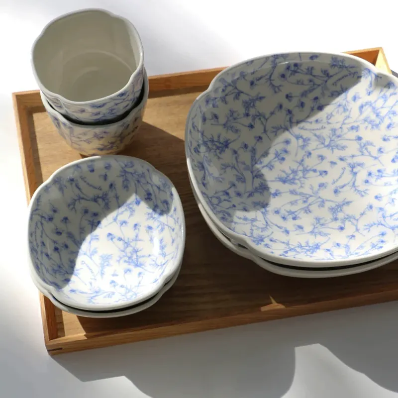 和風ヴィンテージ花柄陶器食器セット