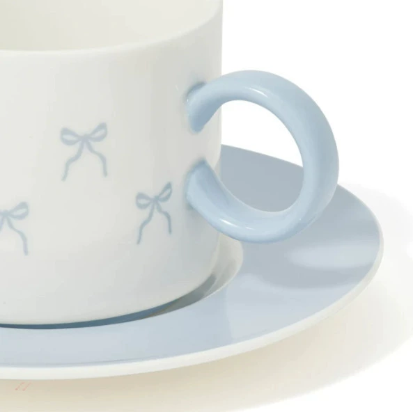 Bow Ceramic Coffee Cup and Saucer Set tableware view 3