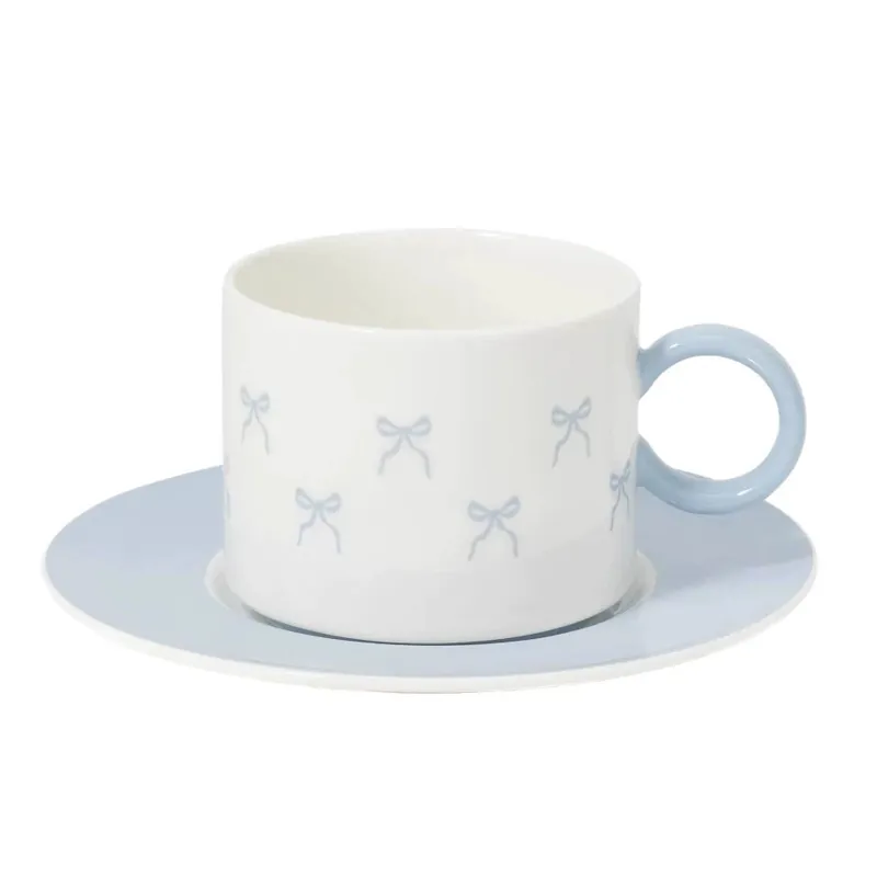 Bow Ceramic Coffee Cup and Saucer Set tableware view 5