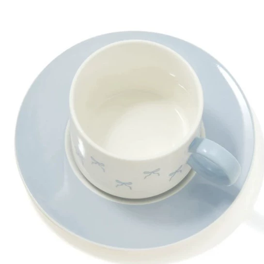 Bow Ceramic Coffee Cup and Saucer Set tableware view 6