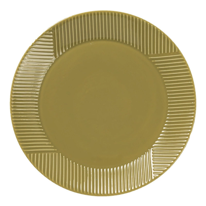 Керамическая тарелка с рельефными полосами tableware view 5