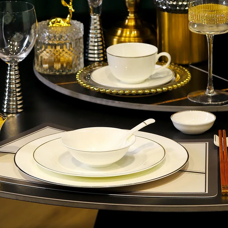 Bone China Dinnerware Set with Gold Rim tableware view 3