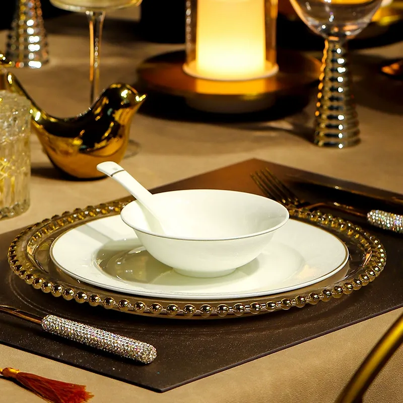Bone China Dinnerware Set with Gold Rim tableware view 5