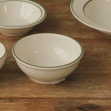 Porcelain Dinnerware Set with Green Rim tableware view 7