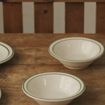 Porcelain Dinnerware Set with Green Rim tableware view 8
