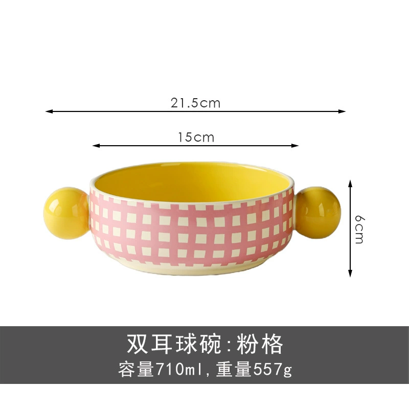Tigela grande de cerâmica para macarrão com tampa e alças tableware view 8
