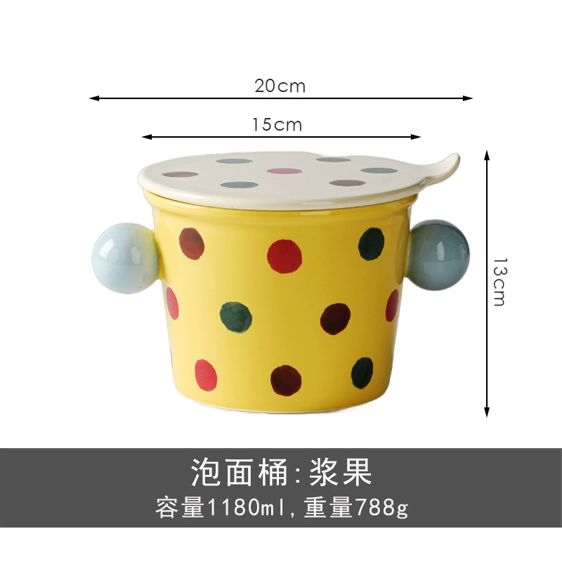 Tigela grande de cerâmica para macarrão com tampa e alças tableware view 9