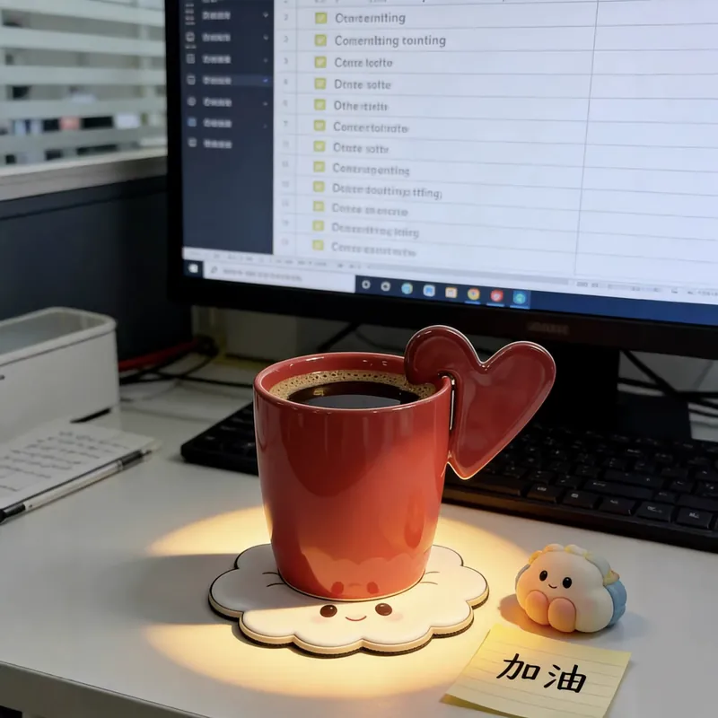 하트 손잡이 자기 머그컵 세트 tableware view 3