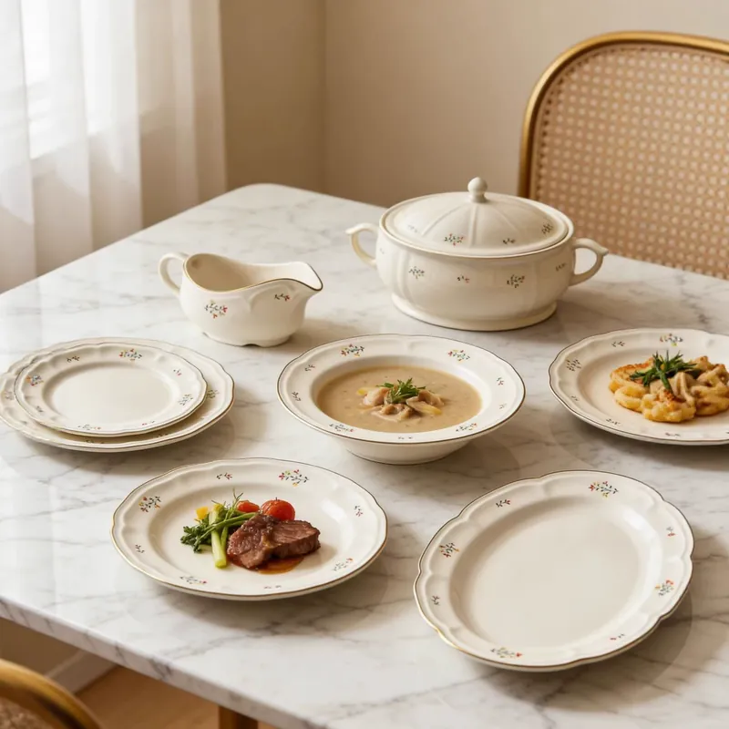 Service de table en porcelaine à motif floral tableware view 4