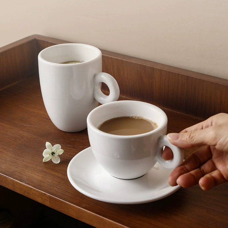 Porcelain Coffee Cup and Saucer Set tableware view 2