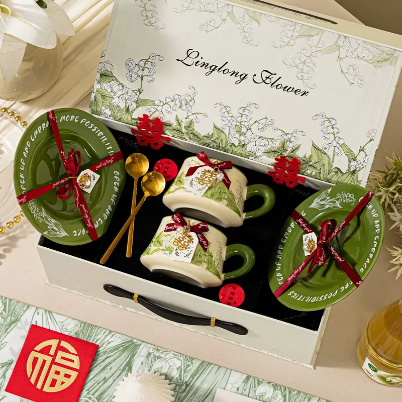 طقم فنجان قهوة وصحن سيراميك عتيق tableware view 4