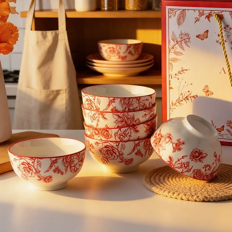 Red Rose Ceramic Dinnerware Set tableware view 3