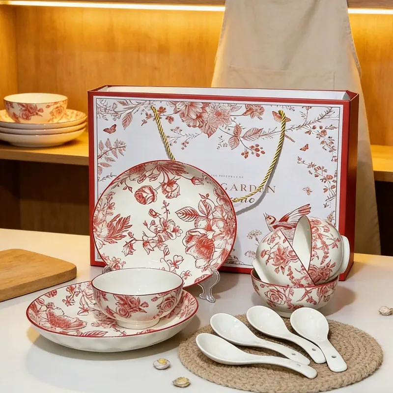 Red Rose Ceramic Dinnerware Set tableware view 4