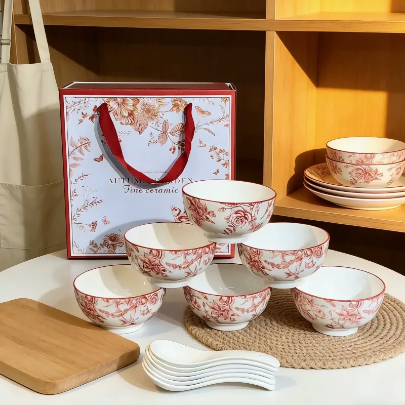 Red Rose Ceramic Dinnerware Set tableware view 11