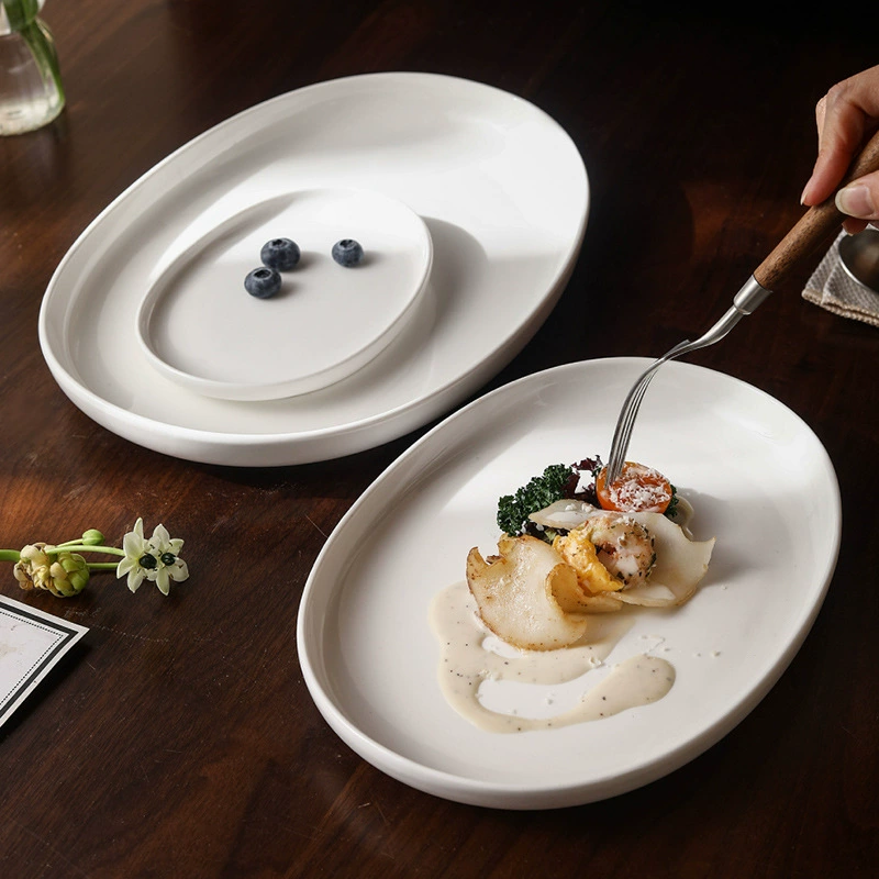 도자기 타원 접시 tableware view 2