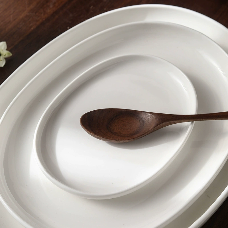 도자기 타원 접시 tableware view 3