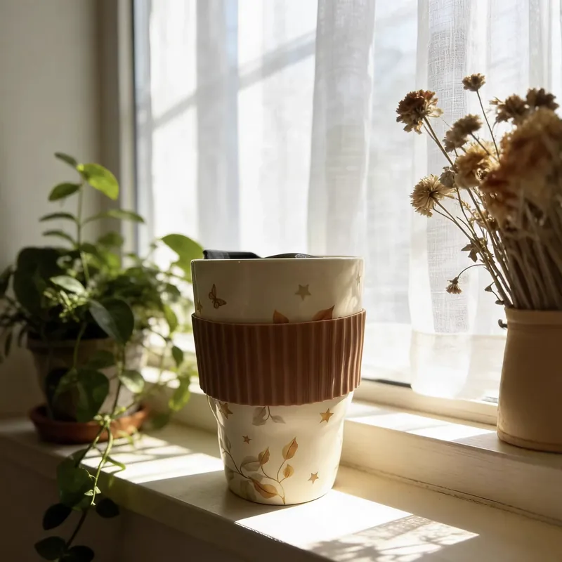 Vintage Ceramic Mug with Silicone Sleeve