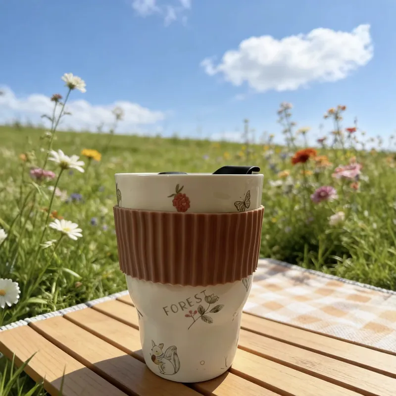 Vintage Ceramic Mug with Silicone Sleeve tableware view 3