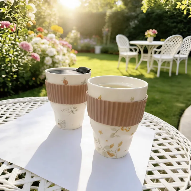 Vintage Ceramic Mug with Silicone Sleeve tableware view 4