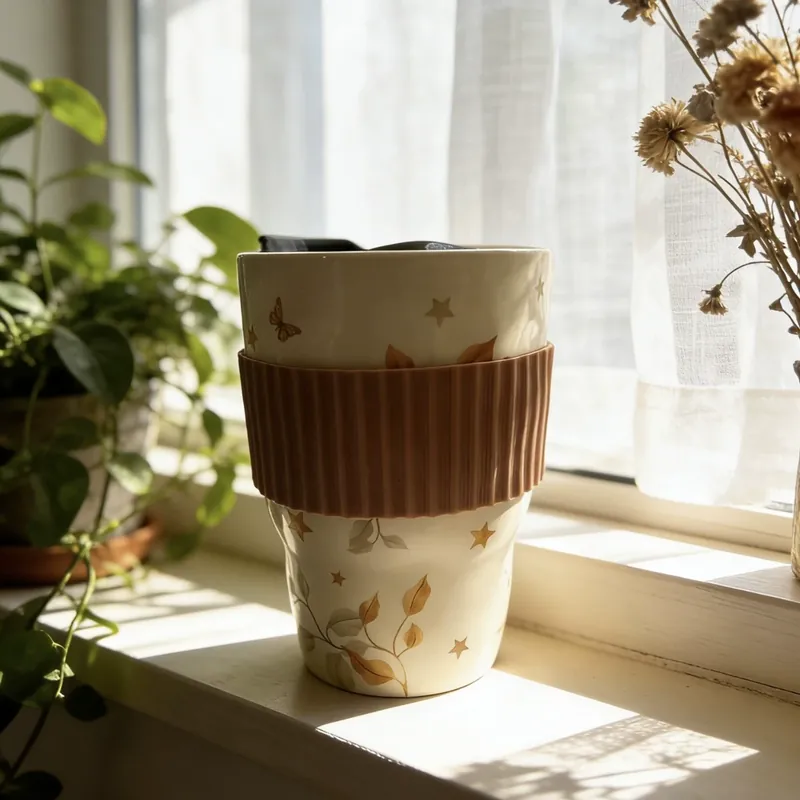 Vintage Ceramic Mug with Silicone Sleeve tableware view 6