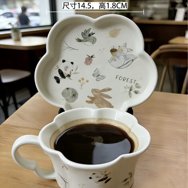 طقم فنجان قهوة وصحن سيراميك غابة tableware view 7