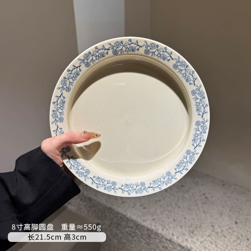 طقم وعاء وطبق بورسلين وردة مرسومة يدوياً tableware view 9