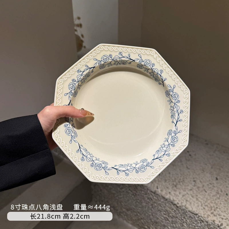 طقم وعاء وطبق بورسلين وردة مرسومة يدوياً tableware view 10