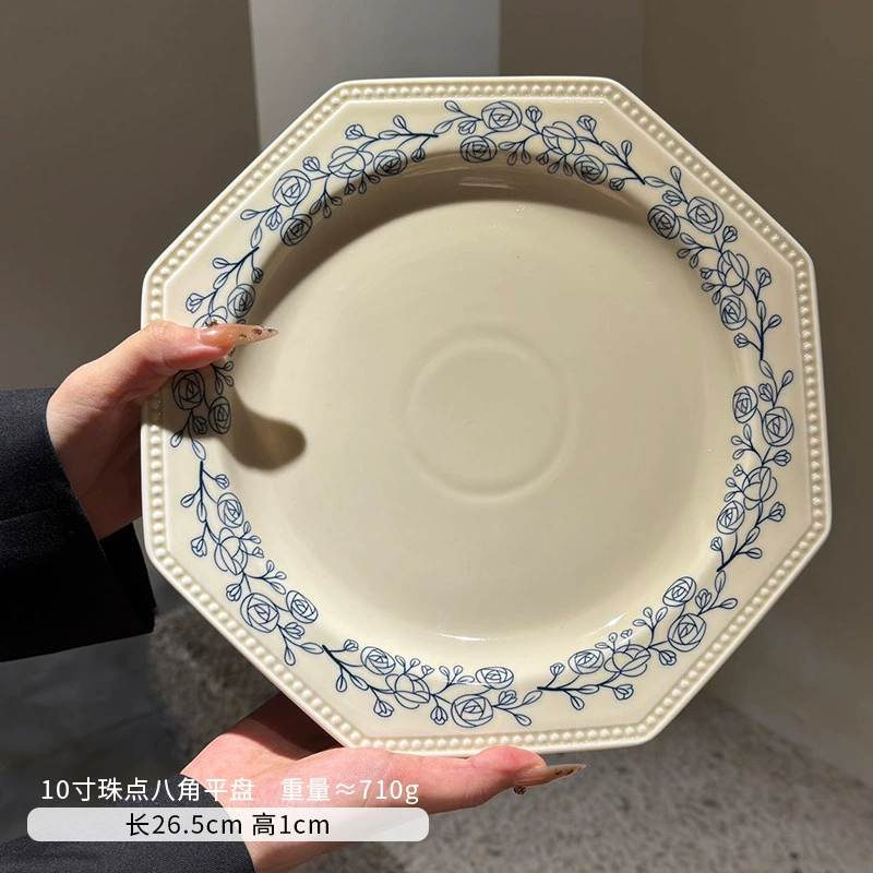 طقم وعاء وطبق بورسلين وردة مرسومة يدوياً tableware view 12