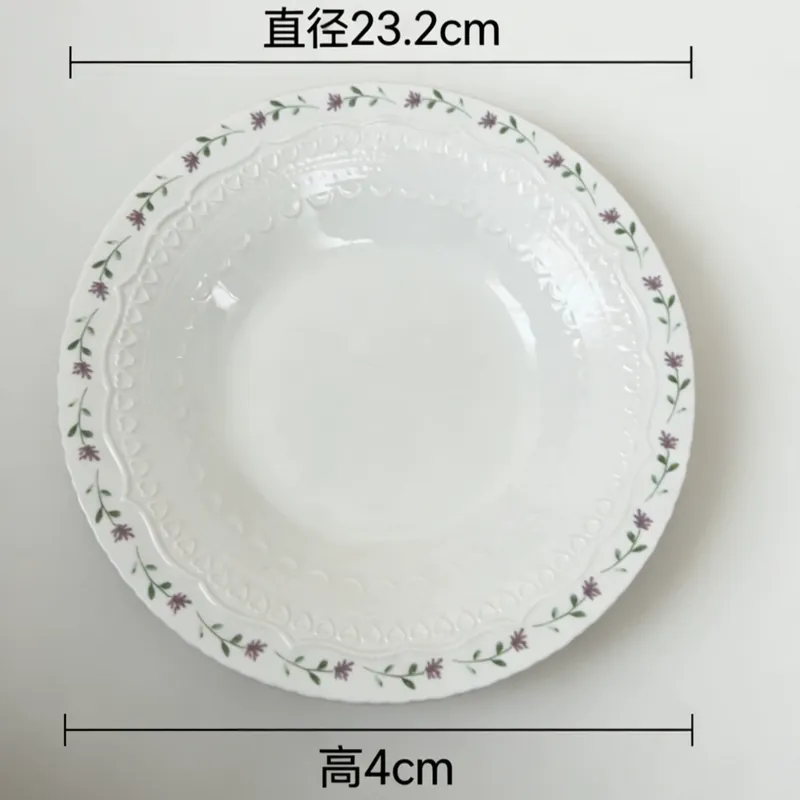 Plato y cuenco de cerámica floral en relieve francés tableware view 9