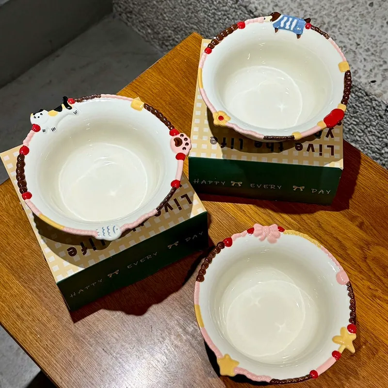 Cartoon Embossed Ceramic Bowl