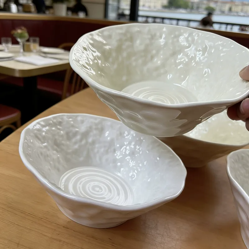 Cuenco de fideos de cerámica grano de roca japonés