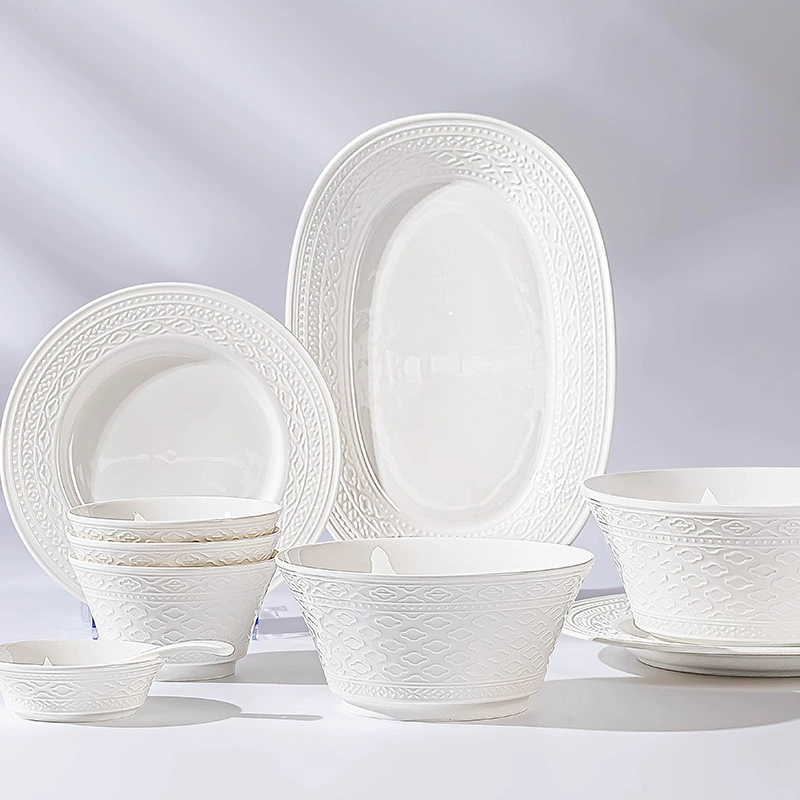 Tazón de arroz de cerámica con relieve tableware view 5