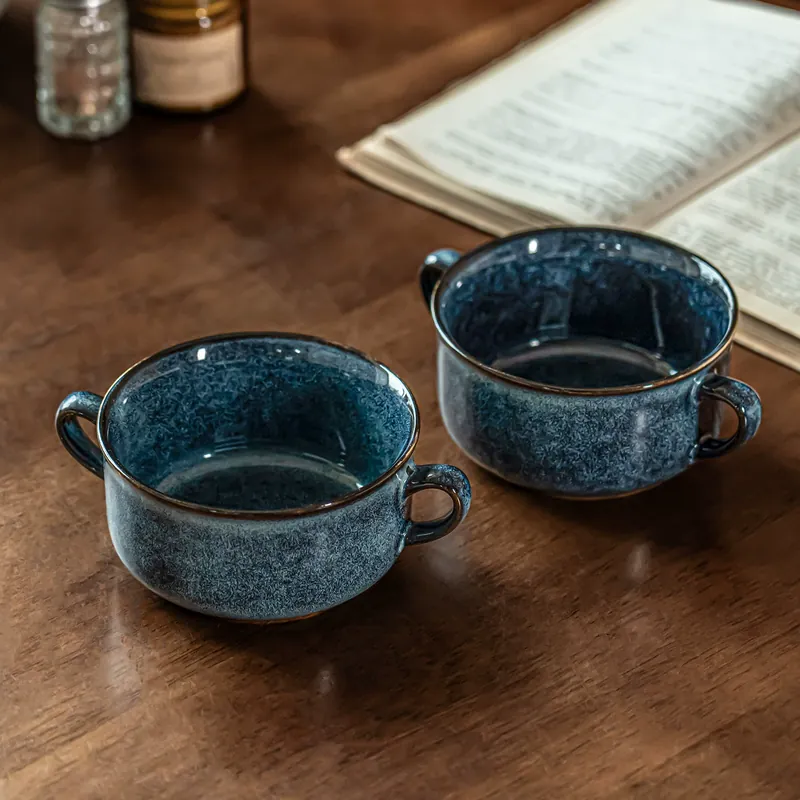 Vintage Handle Ceramic Bowl tableware view 2