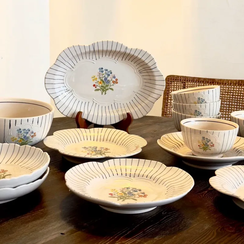 طقم طبق عشاء ووعاء بورسلين عتيق tableware view 2