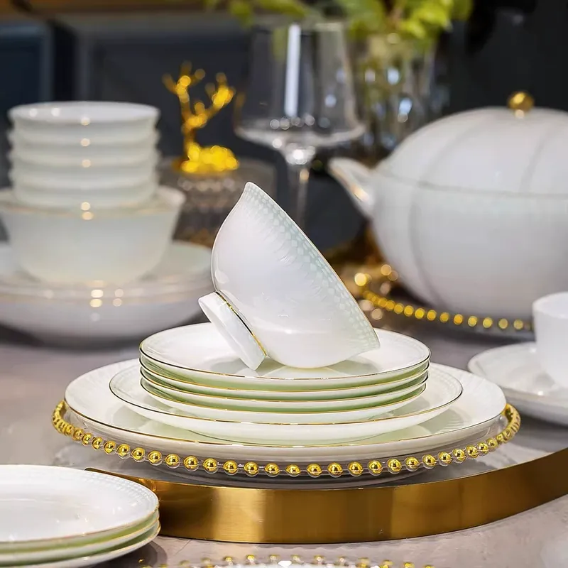 Tazón de arroz de porcelana de hueso tableware view 2