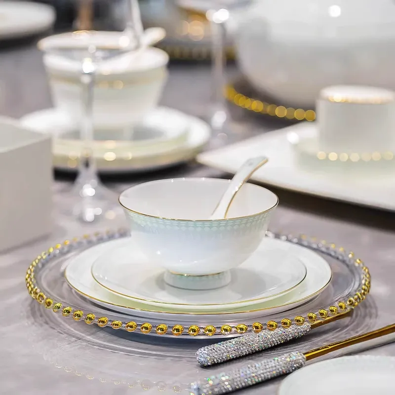 Tazón de arroz de porcelana de hueso tableware view 3