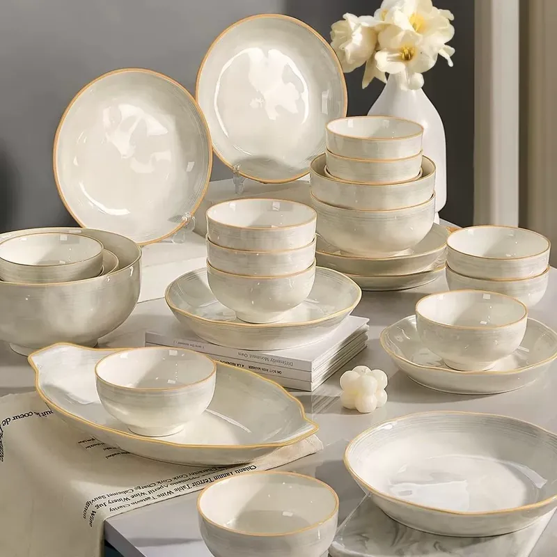 クリーム風陶器ボウル＆プレートセット tableware view 2