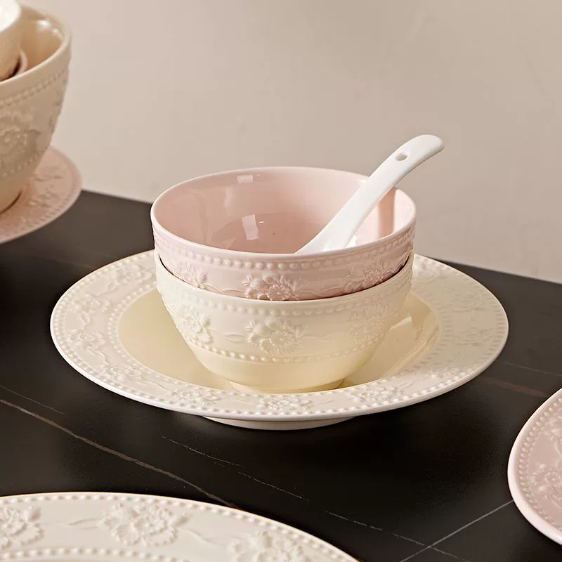 French Strawberry Relief Ceramic Tableware Set