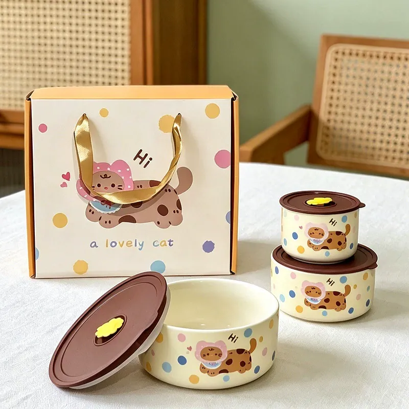 طقم أوعية تخزين سيراميك من 3 قطع