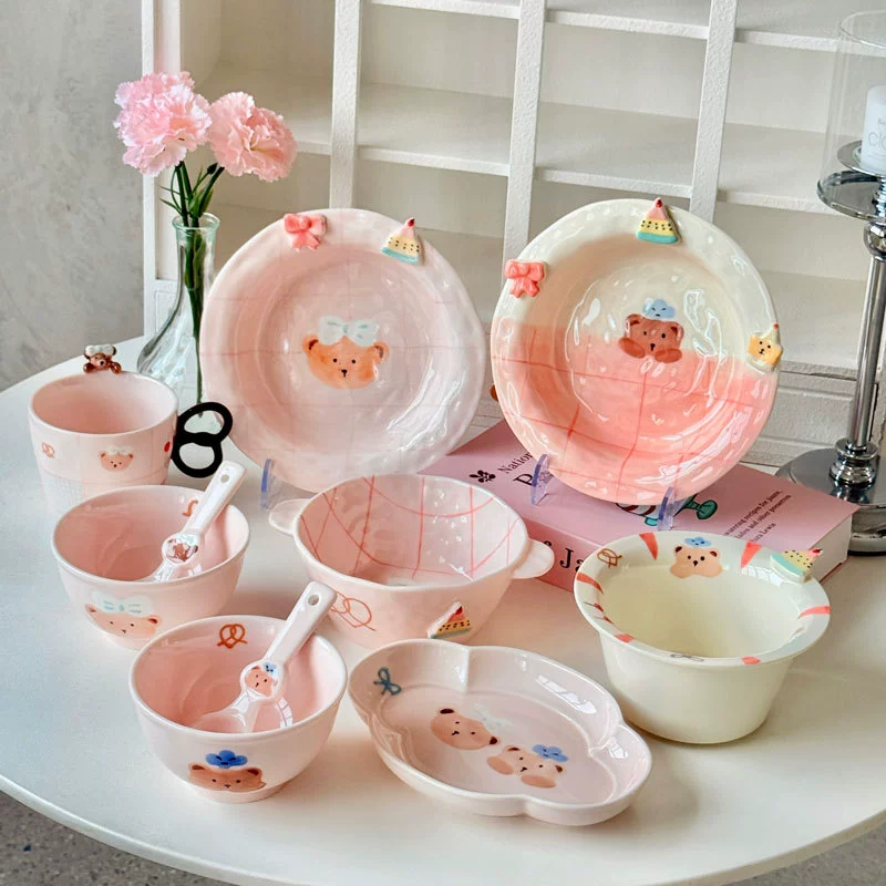Pink Bear Ceramic Dinnerware Set