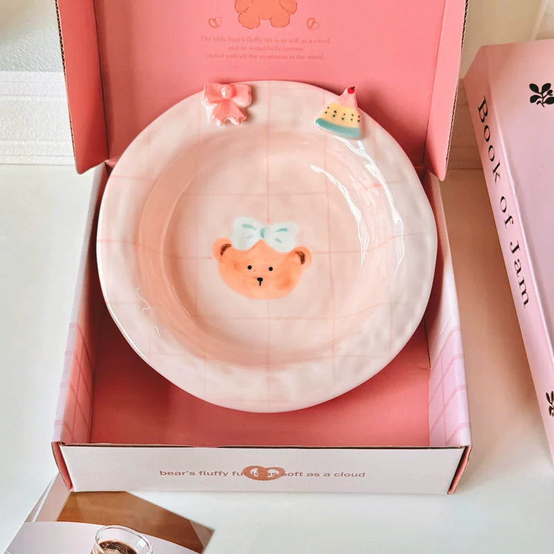 Service de table en céramique ours rose tableware view 3