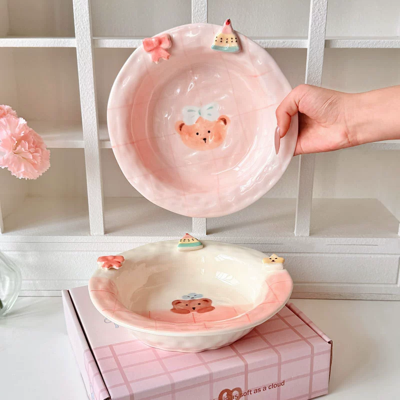 Service de table en céramique ours rose tableware view 4