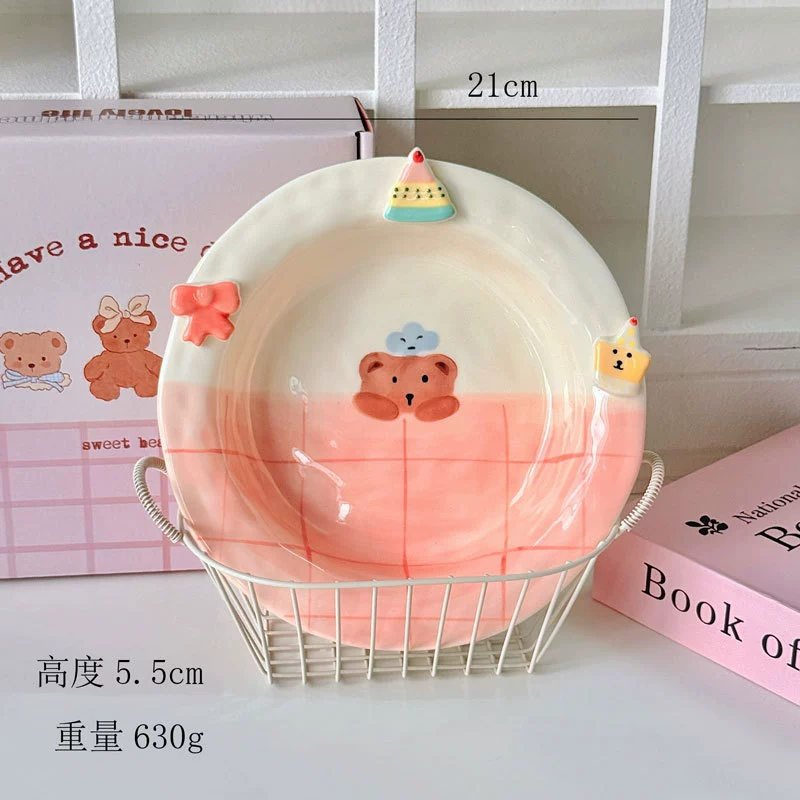 Service de table en céramique ours rose tableware view 10