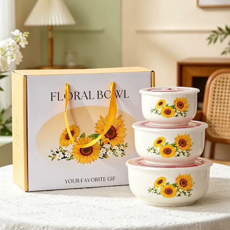 Ensemble de bols de rangement en céramique avec couvercles tableware view 2