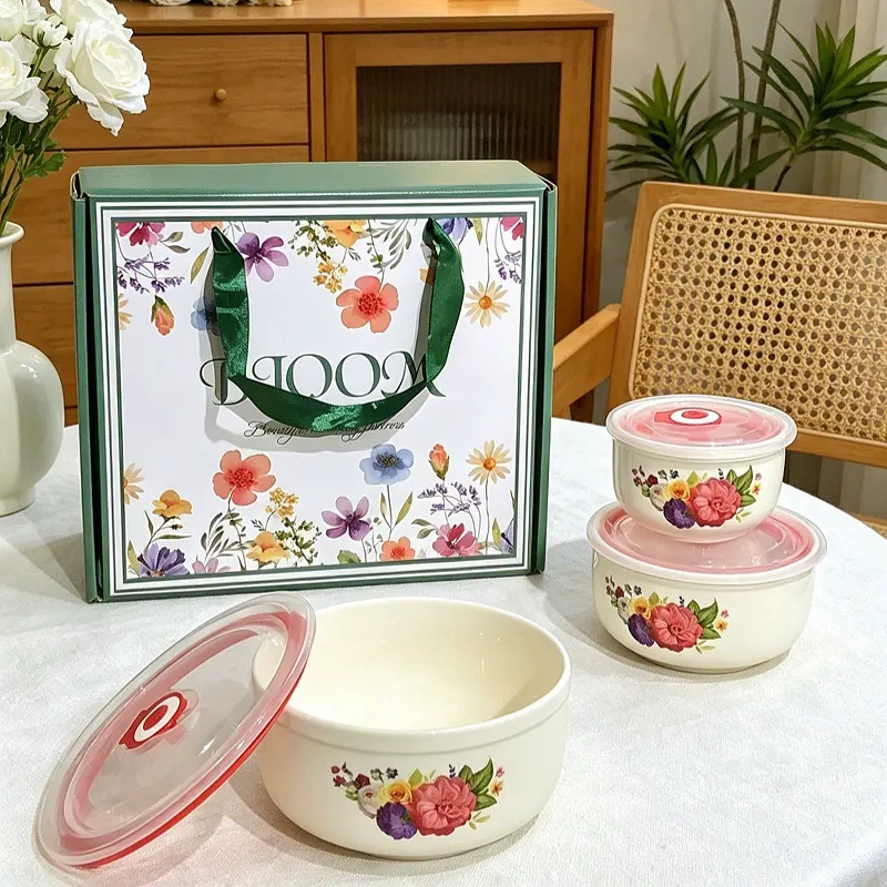 Ensemble de bols de rangement en céramique avec couvercles tableware view 3