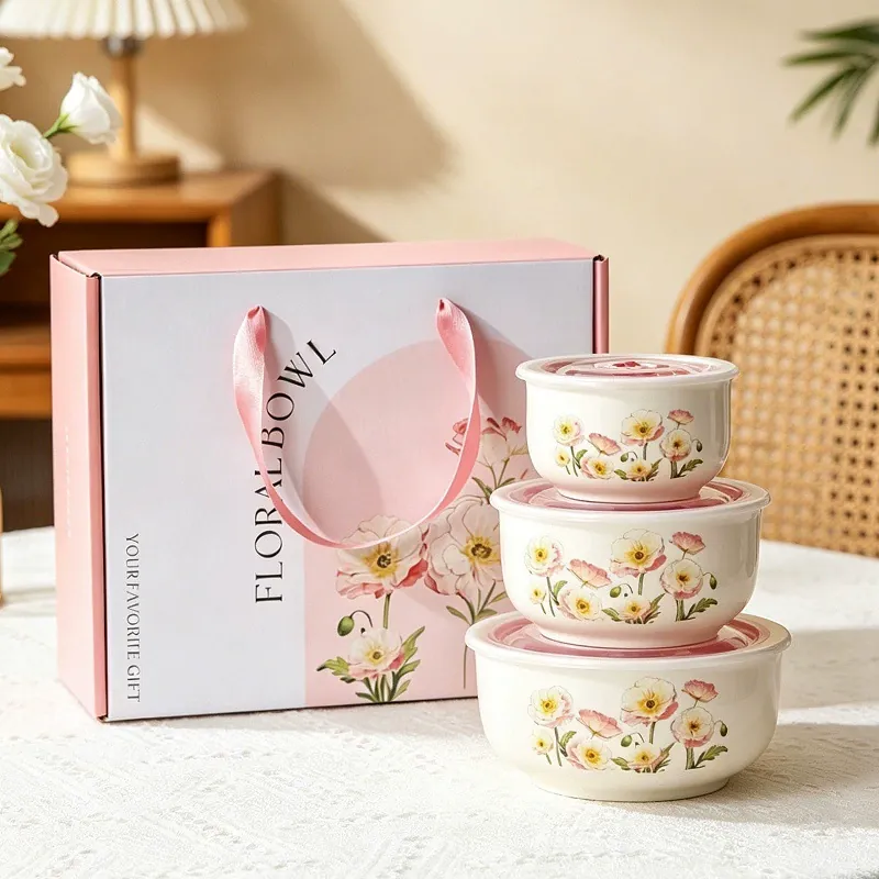 Ensemble de bols de rangement en céramique avec couvercles tableware view 4